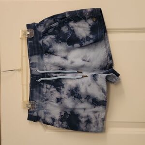 Roxy Navy and White Tie-Dye Athletic Shorts